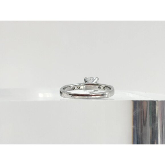 Silver Toned Round Cut Cubic Zirconia Gemstone Vintage Ring - sz 10.75 - Picture 4 of 10